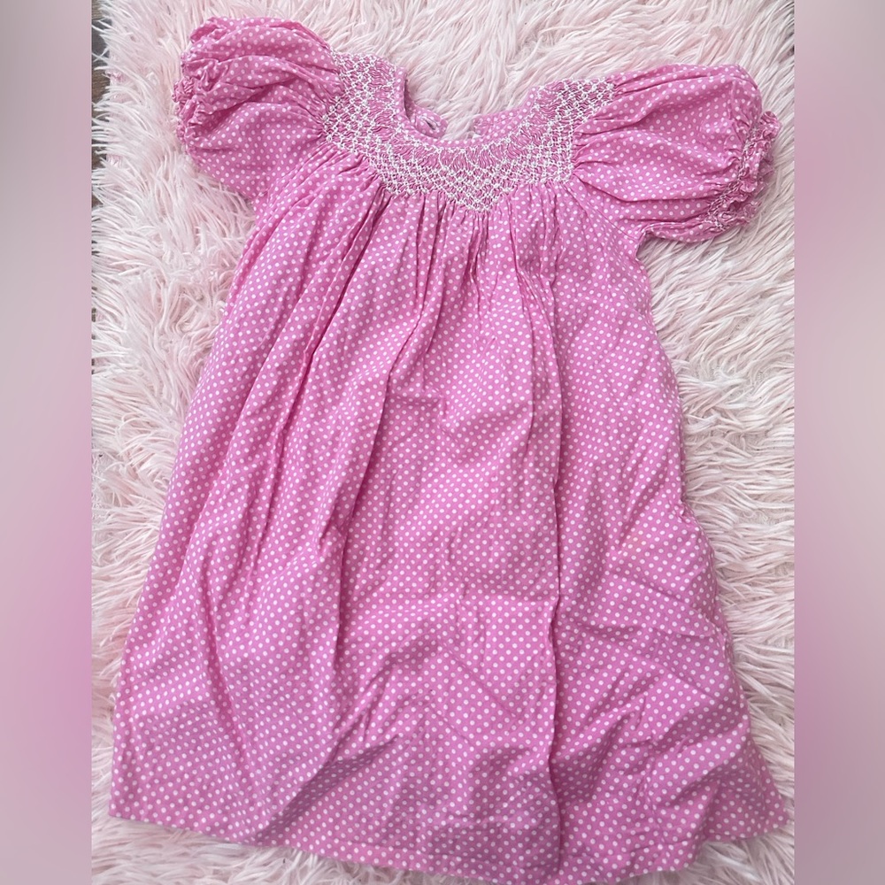 Mommy and me pink Smock Dress 12mt